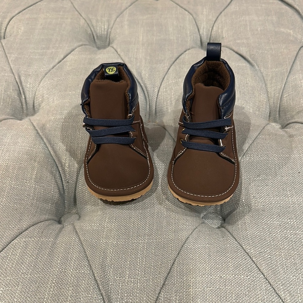 Brown and Blue Ankle-High Desert Boots